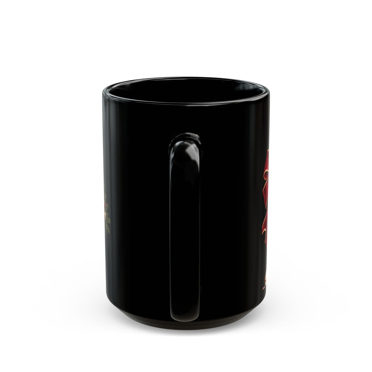 Christmas Santa & Tree Black Ceramic Mug – Vintage Holiday Coffee Cup (11oz/15oz)