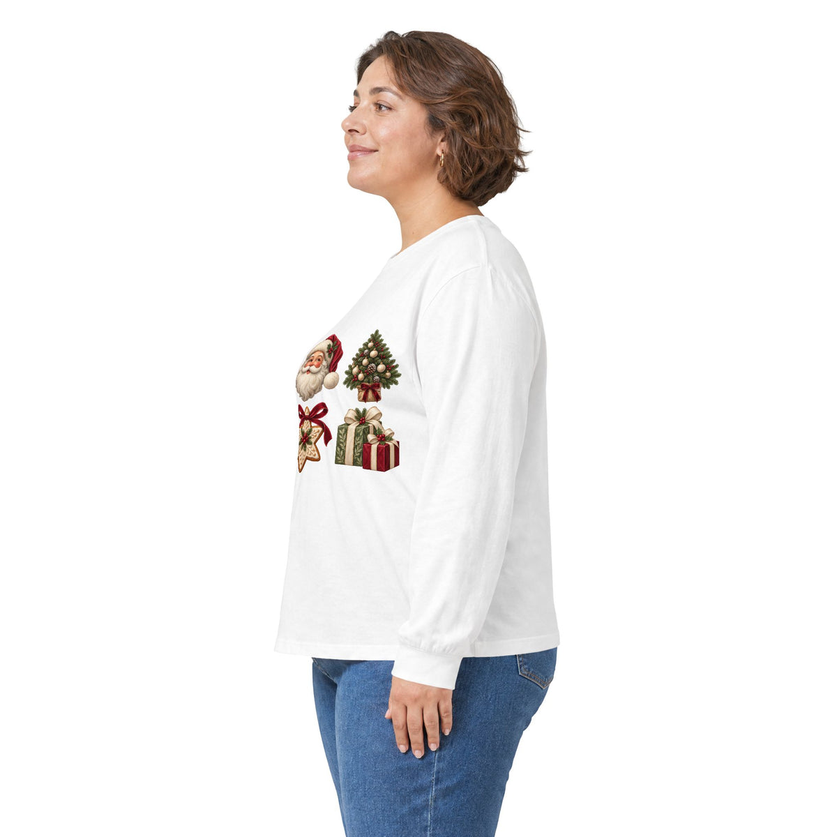 Vintage Santa Claus Christmas icons Long Sleeve Tee