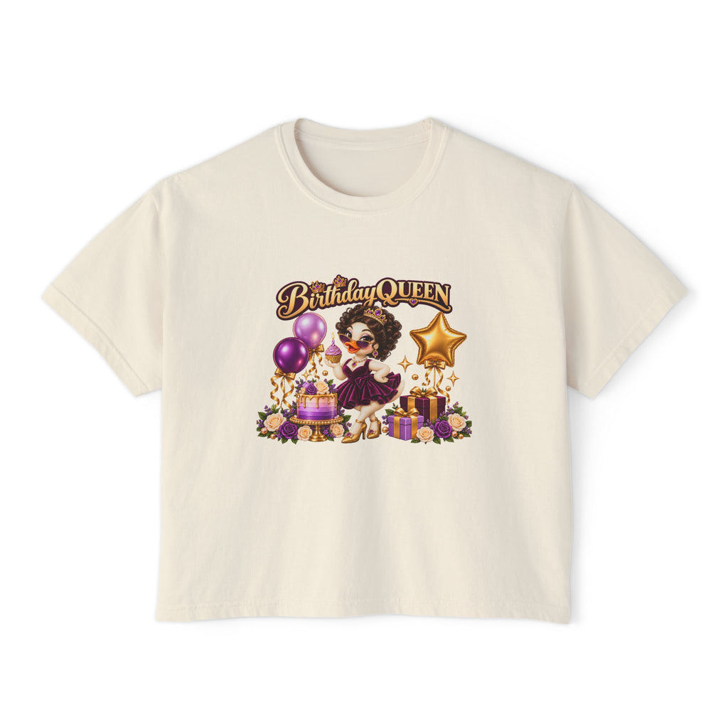 Birthday Queen Tee — Women’s Boxy Birthday Shirt with African American Princess Design