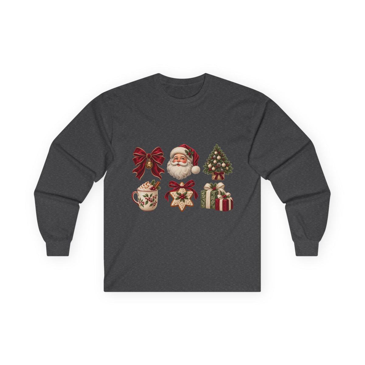 Vintage Santa Claus Christmas icons Long Sleeve Tee