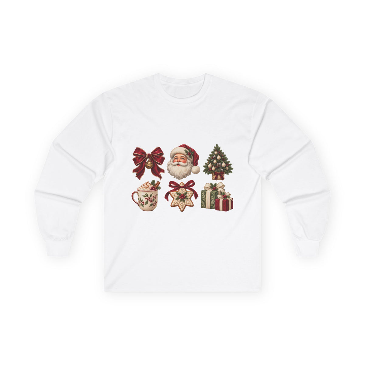 Vintage Santa Claus Christmas icons Long Sleeve Tee