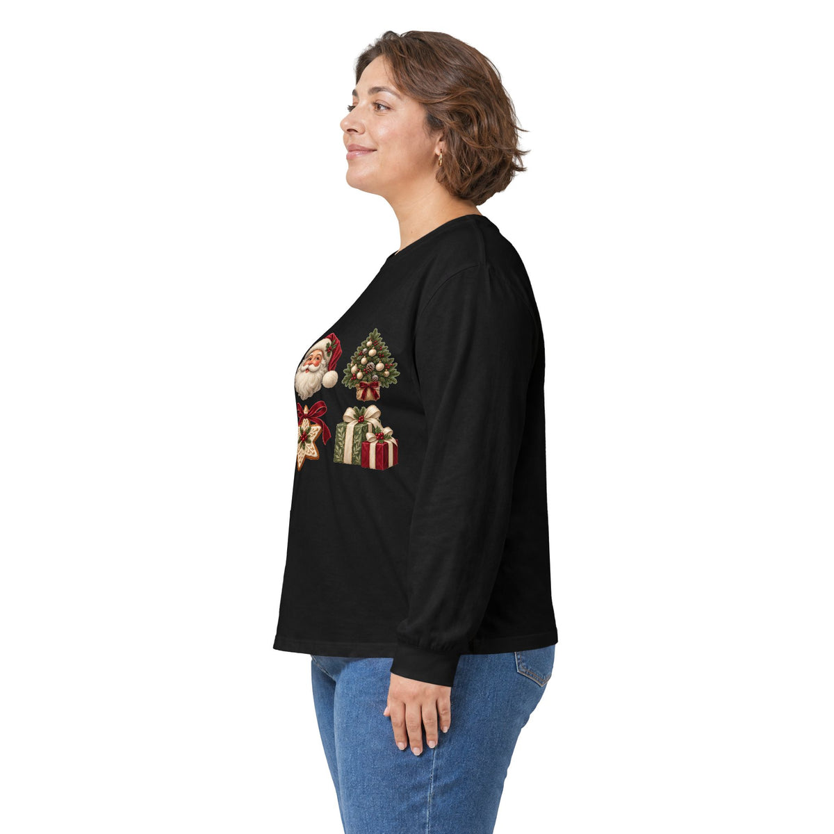 Vintage Santa Claus Christmas icons Long Sleeve Tee